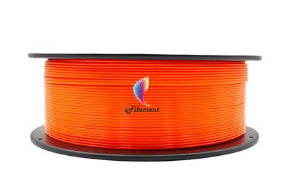 PETG Filament 1.75 mm in luminous orange auf einer schwarzen Rolle von iFilament